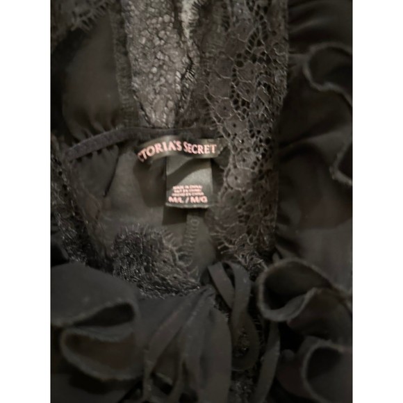 Victoria's Secret Rare Designer Collection Black Chiffon & Lace Kimono Robe - Picture 3 of 6